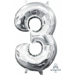 Amscan Foil Balloon MiniShape Number 3 Silver