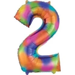 Amscan Foil Balloon SuperShape Number 2 Rainbow Splash