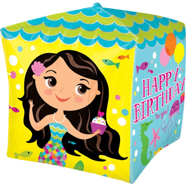 Amscan Happy Birthday Mermaid Cubez Balloon 1 Amscan Happy Birthday Mermaid Cubez Balloon