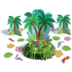 Amscan Hawaiian Luau Palm Tree Parrots Table Decorating Kit (23pc)