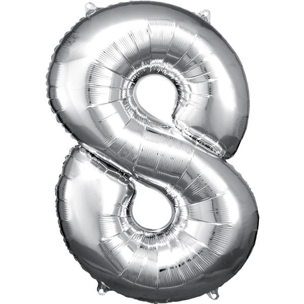 Amscan Large Number Balloon Silver 8 1 Amscan Large Number Balloon Silver 8