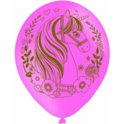 Amscan Latex Ballon Magical Unicorn All Over Print Pink/Gold 6-pack