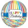 Amscan Orbz:HBD Bright Stripe & Chevron Foil Balloons 3067701