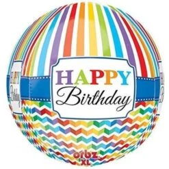 Amscan Orbz:HBD Bright Stripe & Chevron Foil Balloons 3067701