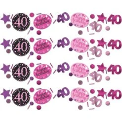 Amscan Over The Hill Pink Sparkling Celebration 40th Birthday Confetti Value Pack (3 Types)