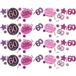 Amscan Over The Hill Pink Sparkling Celebration 60th Birthday Confetti Value Pack (3 Types)