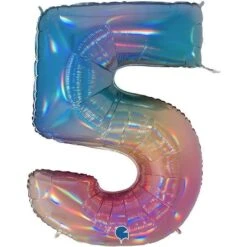 Amscan Talballon Regnbue Mønster Ciffer 5