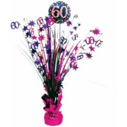 Amscan Bordsdekoration 60 år Svart/rosa 33 Cm