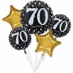 Amscan Foil Balloon Kit Sparkling 70th Birthday Black 5-piece
