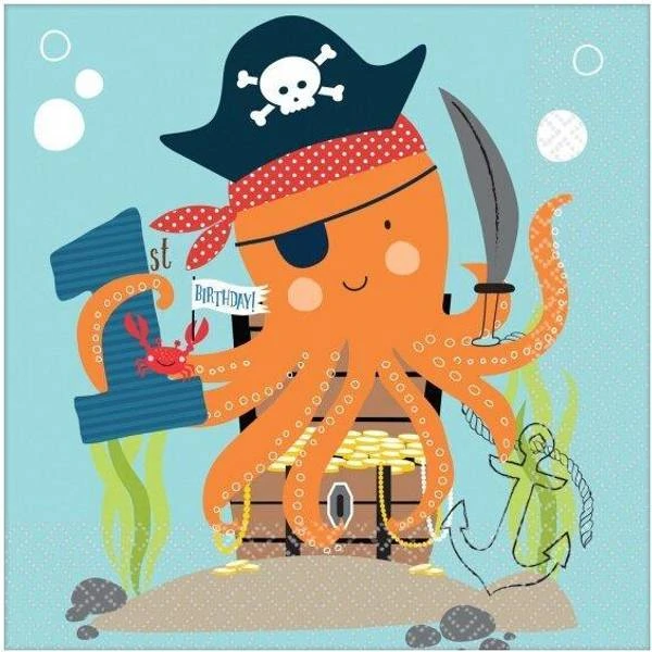 Amscan Napkins Ahoy First Birthday 33 X 33 Cm 16 Pieces 1 Amscan Napkins Ahoy First Birthday 33 X 33 Cm 16 Pieces