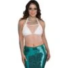 AMSCAN White Beaded Mesh Cropped Halter Top For Adults