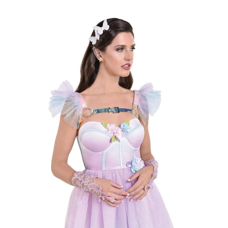 AMSCAN Adult Iridescent Body Harness With Glitter Tulle Shoulders - Fairy 2 AMSCAN Adult Iridescent Body Harness With Glitter Tulle Shoulders - Fairy - Image 2
