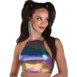 AMSCAN Oil Slick Tie-Back Halter Top - Festival