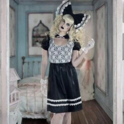 AMSCAN Adult Black & White Creepy Doll Dress 7 AMSCAN Adult Black & White Creepy Doll Dress -Amscan P942219 03